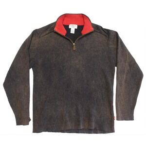 Levi Strauss & Co Sweater Mens L Brown 1/4 Zip Mock Neck Knit Pullover